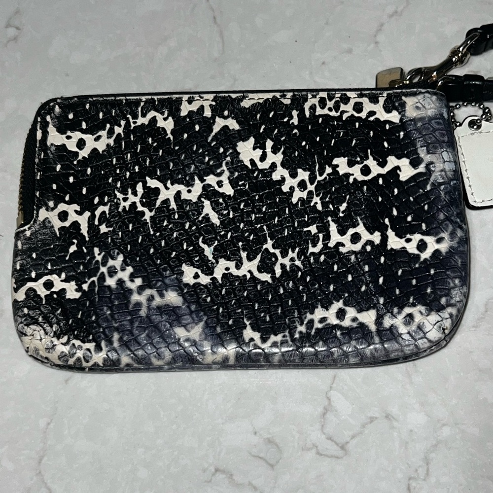 Coach Black White Patterned Double Zip Wristlet - image 11